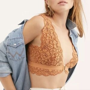 Free People We Are HAH Got Ur Back Lace Bralette Brown Sugar